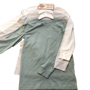 C&C Cali. Sage,Grey & white 80%organic cotton 3 pack long sleeve tees Size 13-14